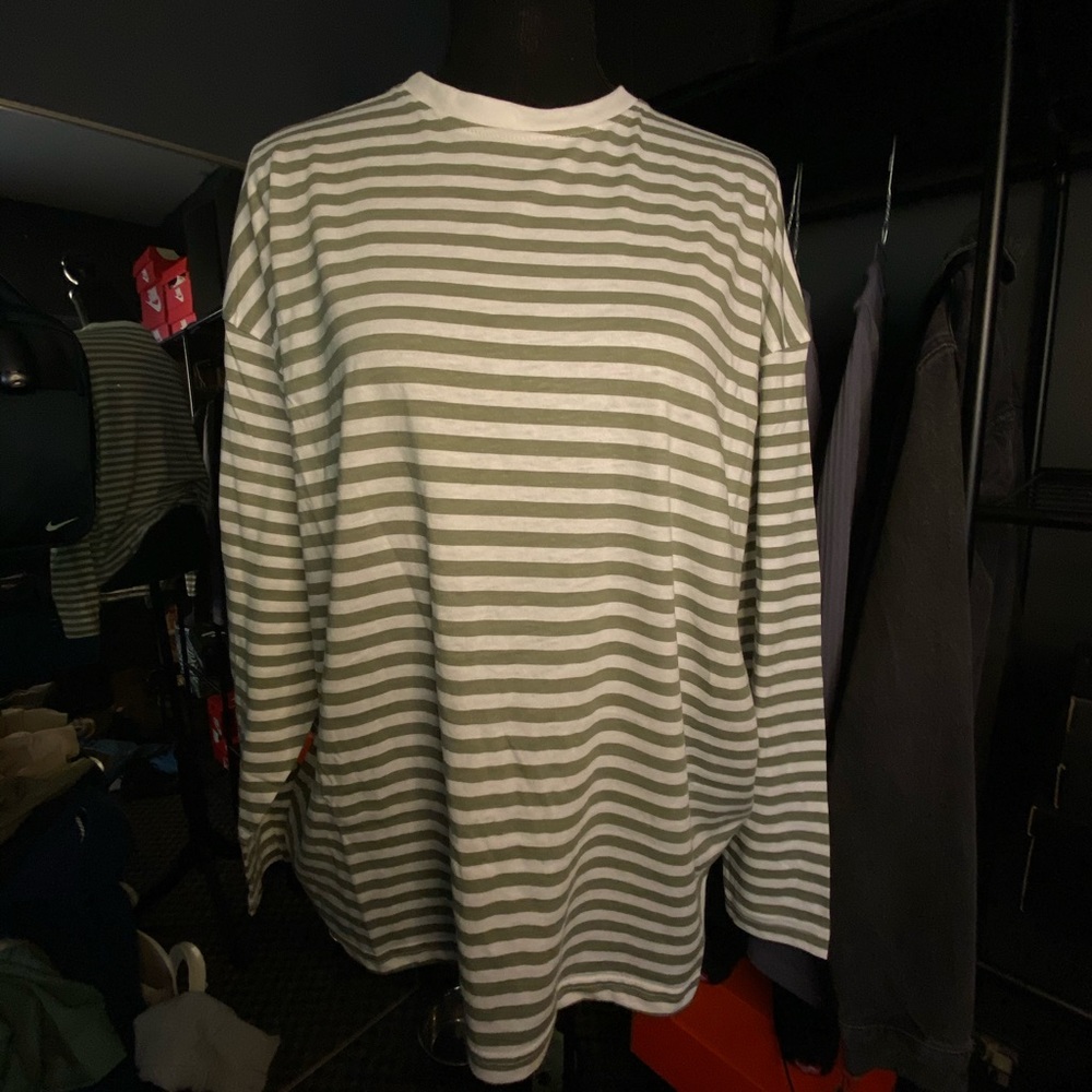 Olive green striped shirt
